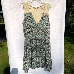 Teal & Cream Miss Me Dress w/Crochet Detail